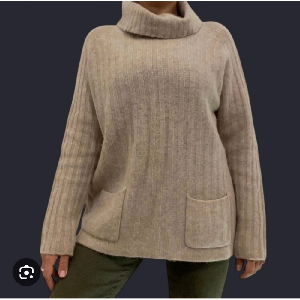 Rafaella Beige Cowl Neck Sweater